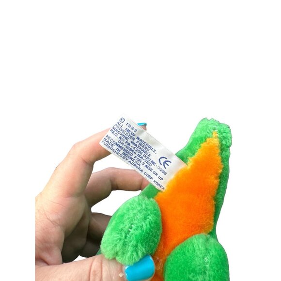 Vintage 1990s A&A Plush Inc. Green & Orange Dinosaur Stuffed Toy - Picture 2 of 5